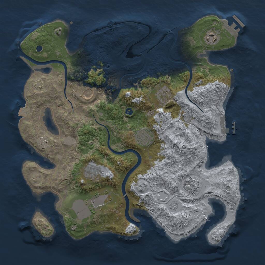 Rust Map: Procedural Map, Size: 3500, Seed: 459541265, 14 Monuments