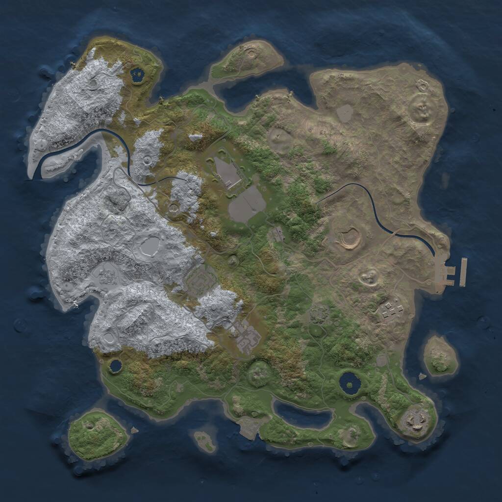 Rust Map: Procedural Map, Size: 3500, Seed: 19490303, 11 Monuments