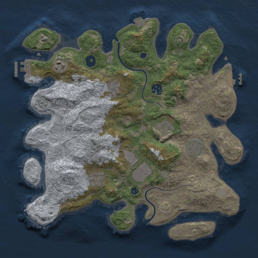 Rust Map: Procedural Map, Size: 3500, Seed: 30531586, 14 Monuments