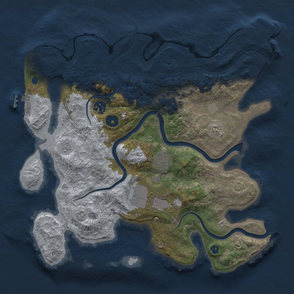 Rust Map: Procedural Map, Size: 3500, Seed: 54991666, 10 Monuments