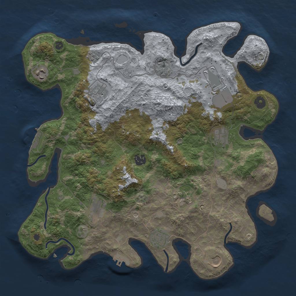 Rust Map: Procedural Map, Size: 3800, Seed: 1315134869, 19 Monuments