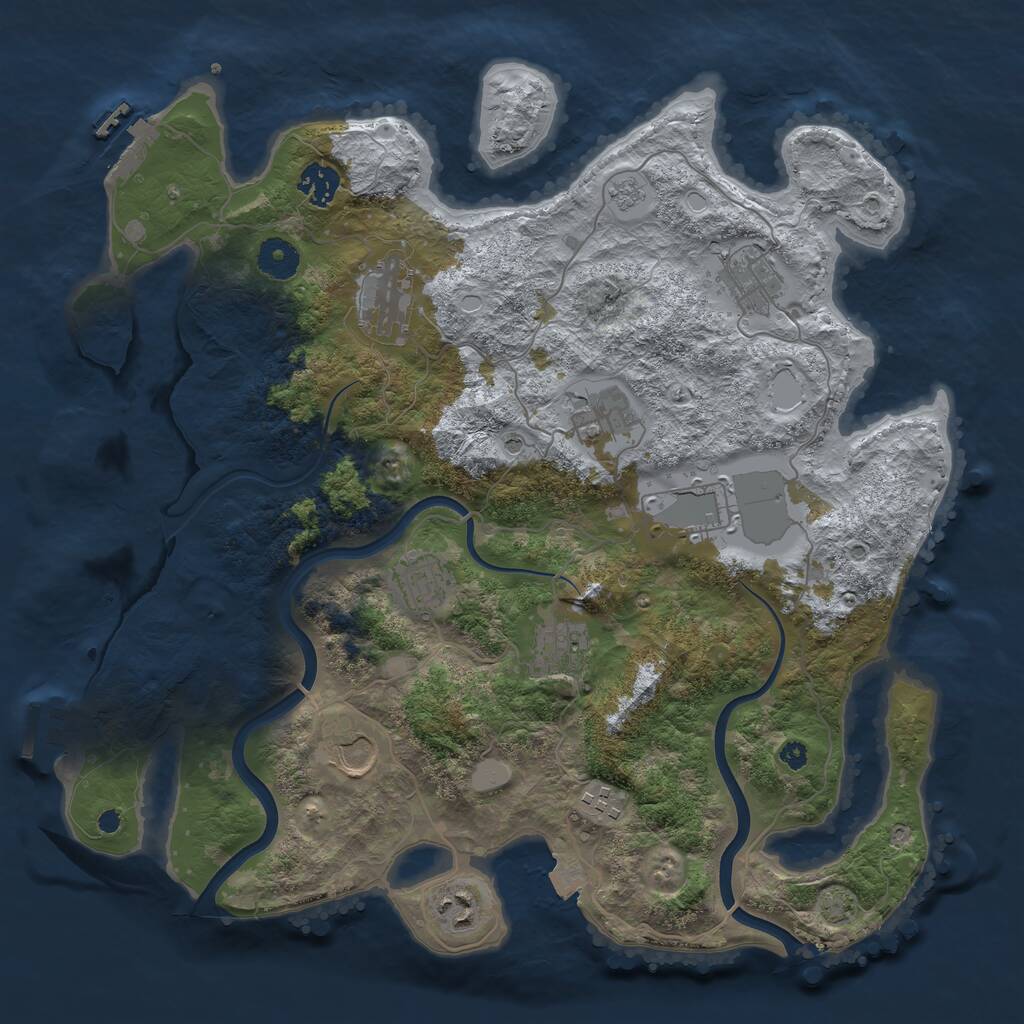 Rust Map: Procedural Map, Size: 3750, Seed: 1318420890, 16 Monuments