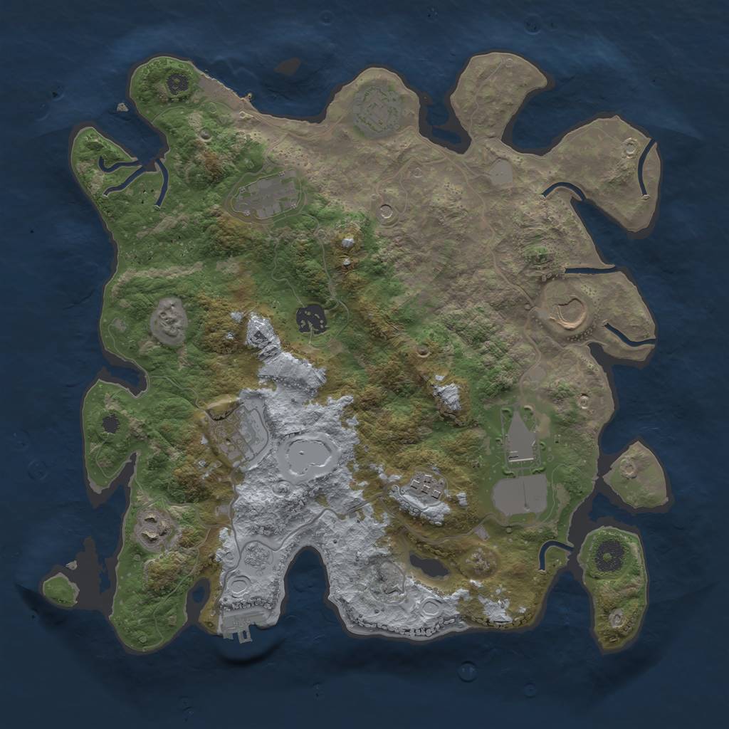 Rust Map: Procedural Map, Size: 3500, Seed: 669696, 17 Monuments