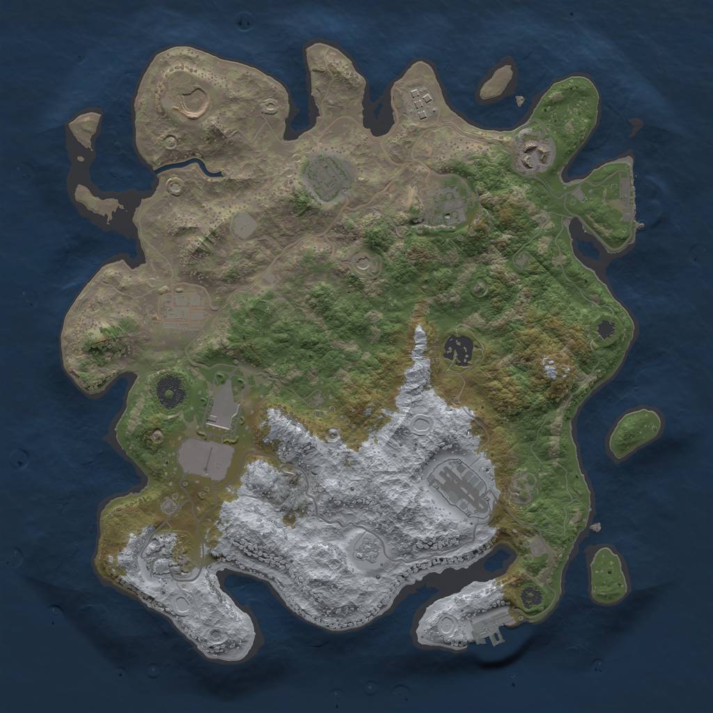Rust Map: Procedural Map, Size: 3500, Seed: 1688829274, 19 Monuments
