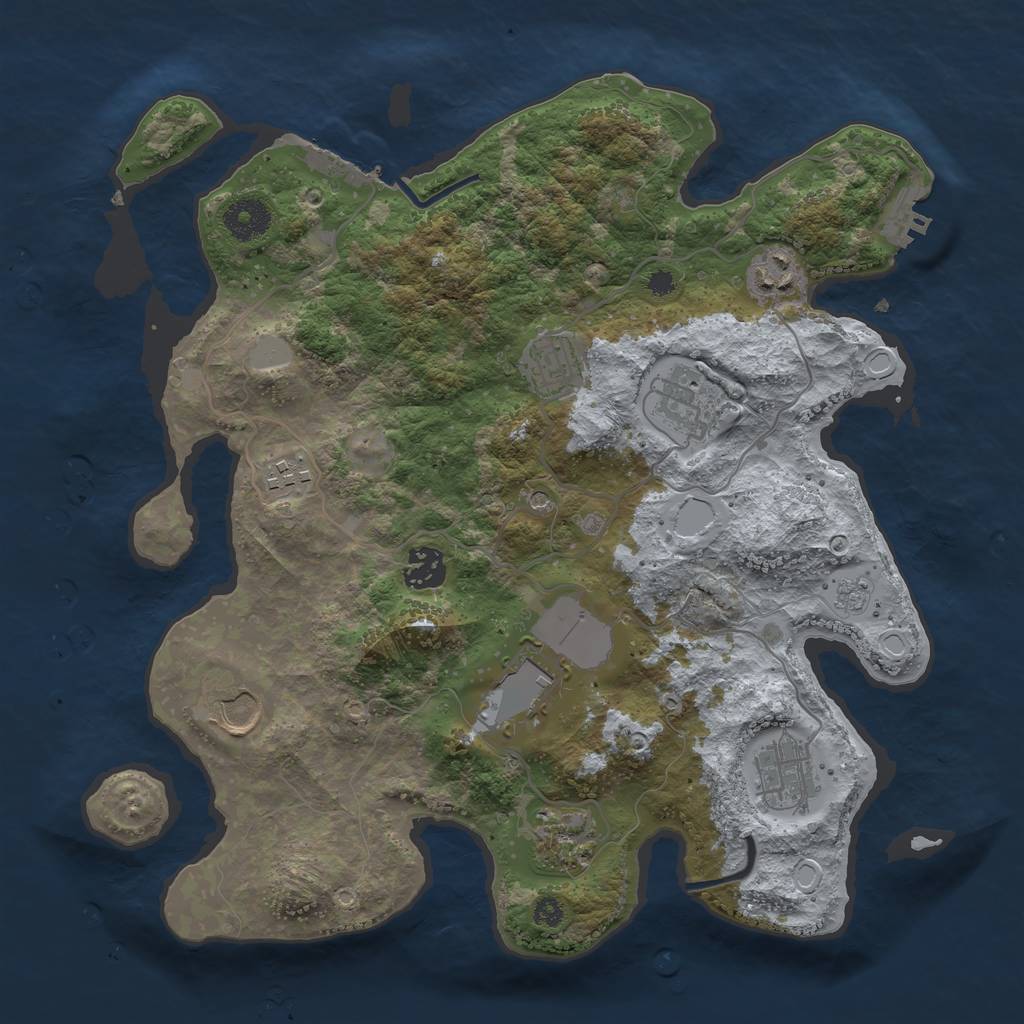 Rust Map: Procedural Map, Size: 3500, Seed: 2212, 18 Monuments