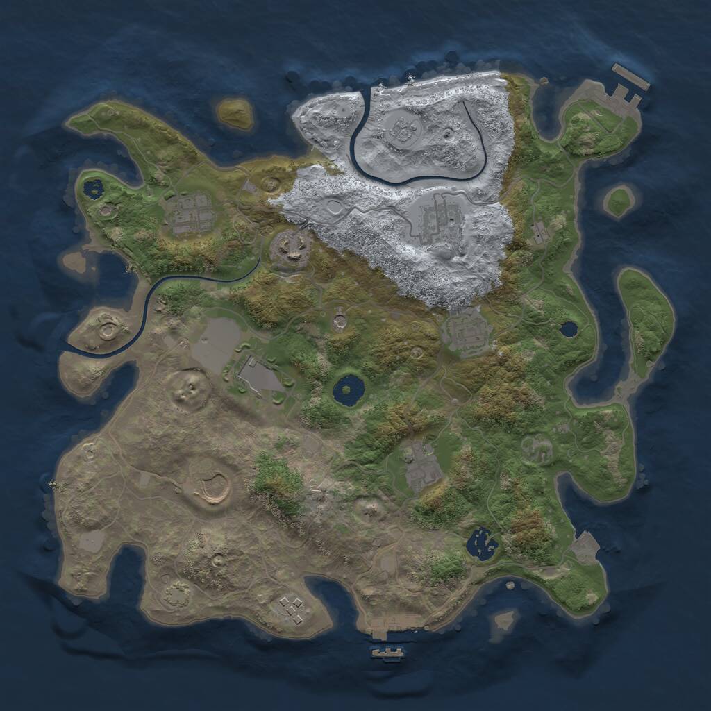 Rust Map: Procedural Map, Size: 3500, Seed: 40339997, 15 Monuments
