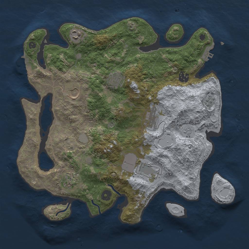 Rust Map: Procedural Map, Size: 3500, Seed: 51884395, 15 Monuments