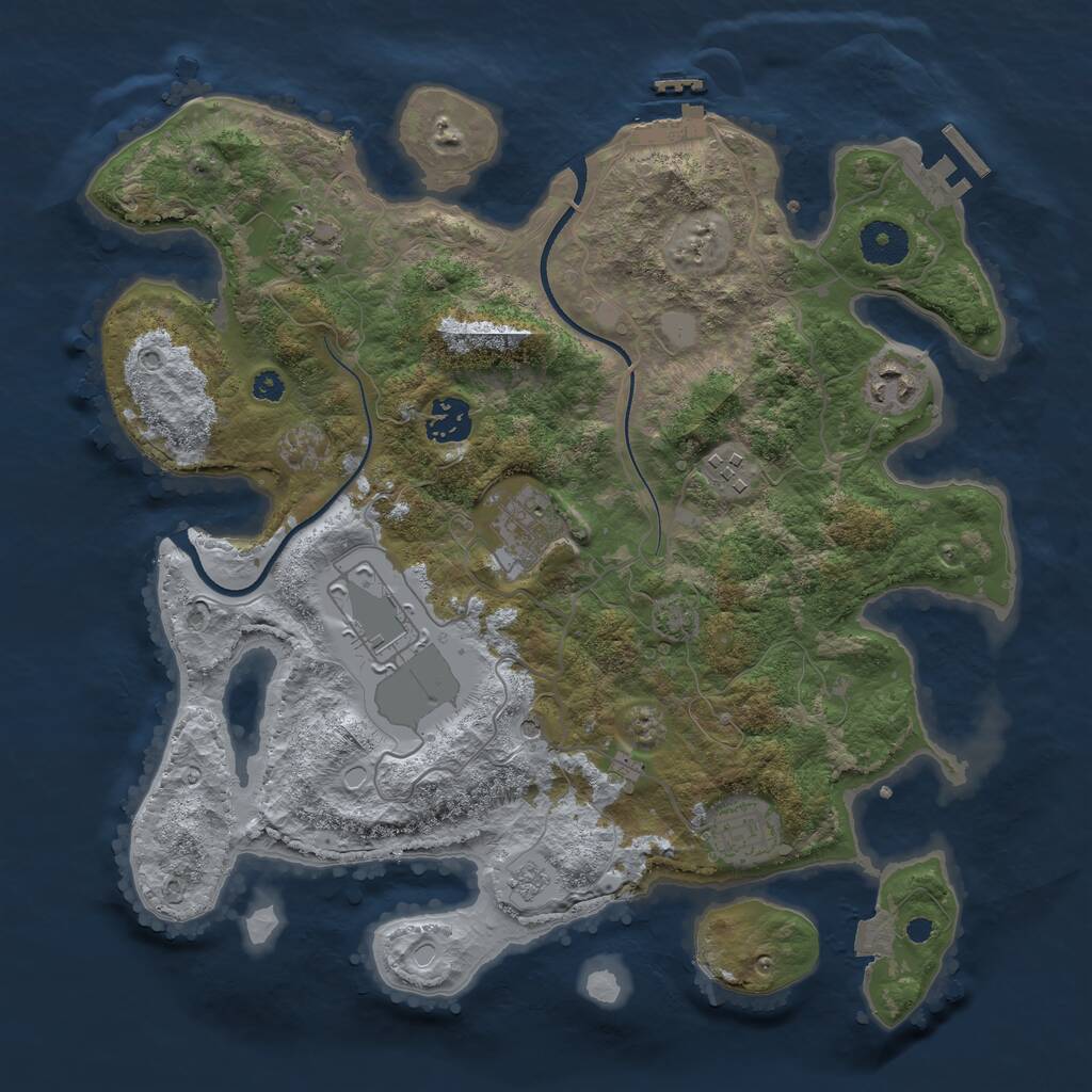 Rust Map: Procedural Map, Size: 3500, Seed: 9128556, 13 Monuments