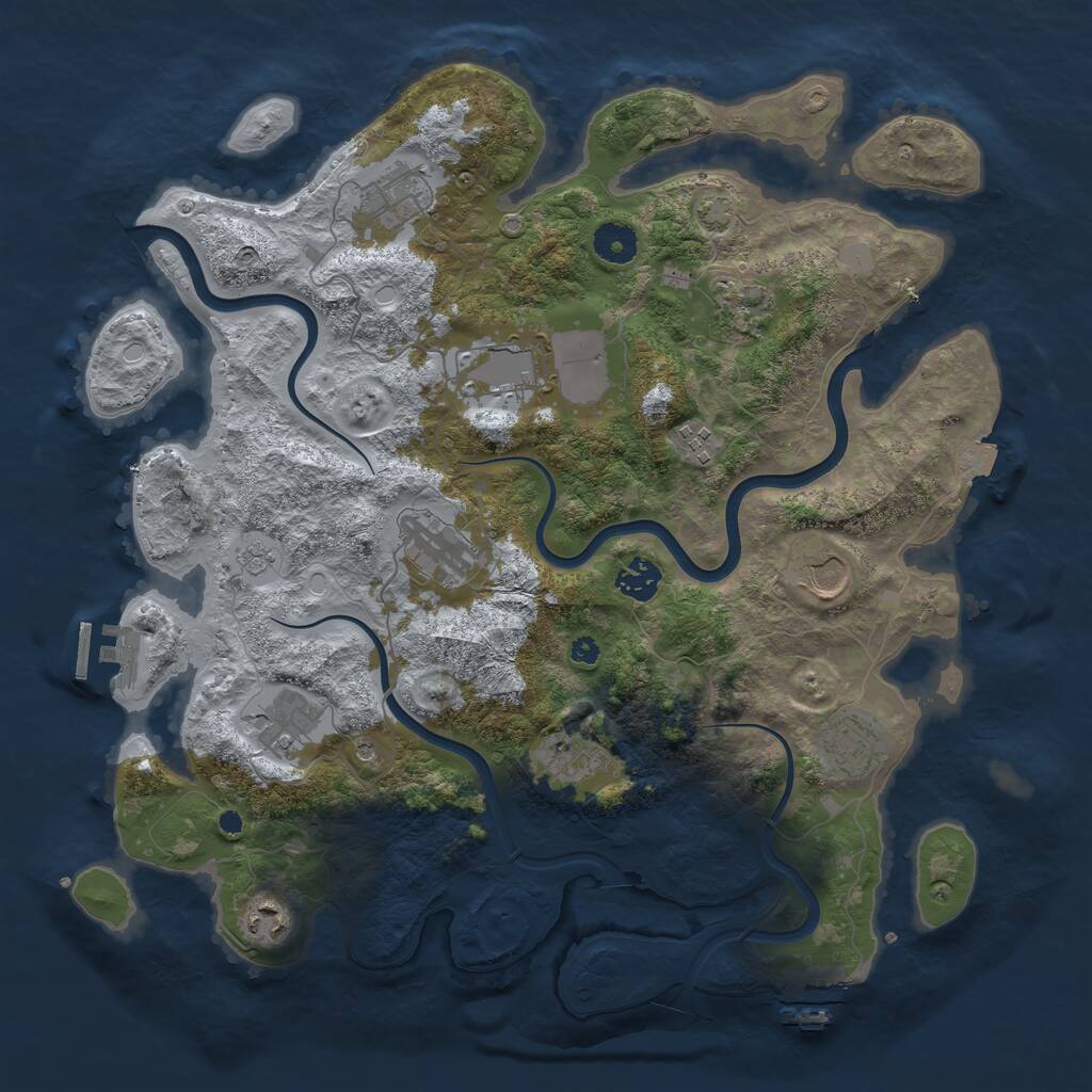 Rust Map: Procedural Map, Size: 3850, Seed: 1976028348, 17 Monuments