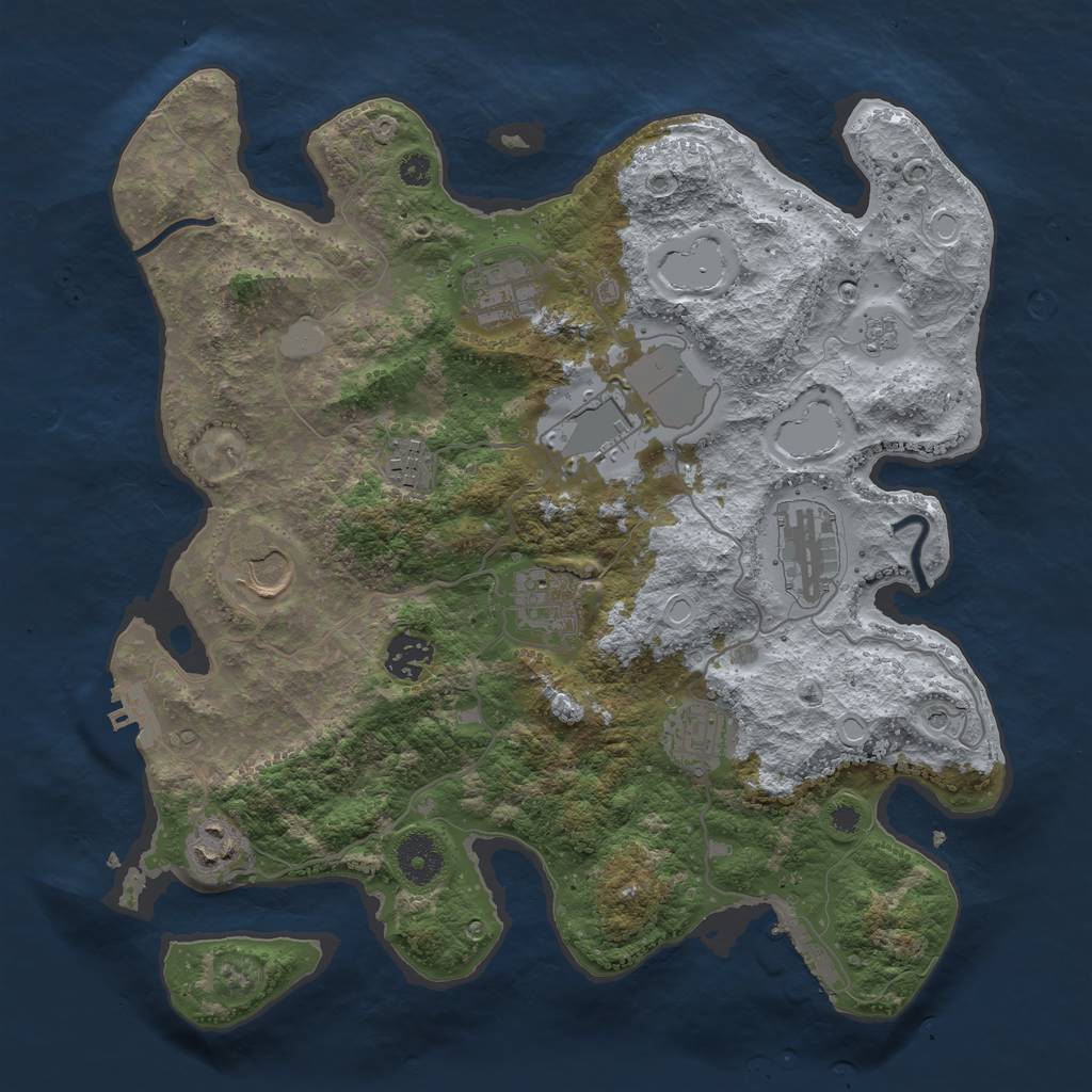 Rust Map: Procedural Map, Size: 3500, Seed: 54496387, 18 Monuments