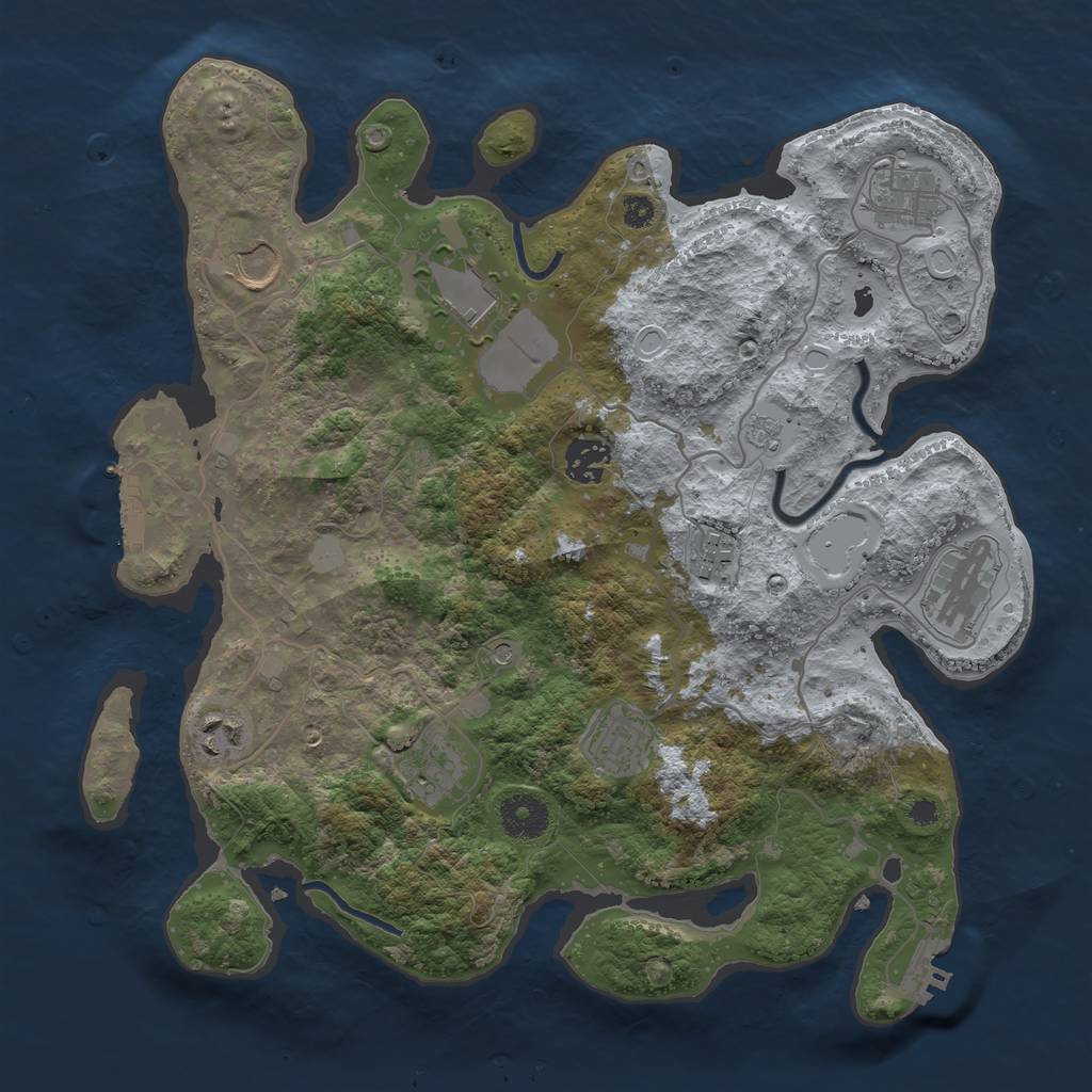 Rust Map: Procedural Map, Size: 3500, Seed: 83627411, 16 Monuments