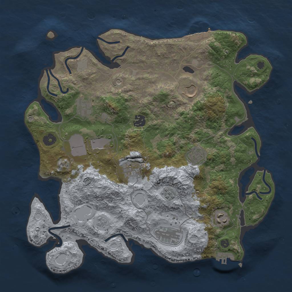Rust Map: Procedural Map, Size: 3500, Seed: 489, 16 Monuments
