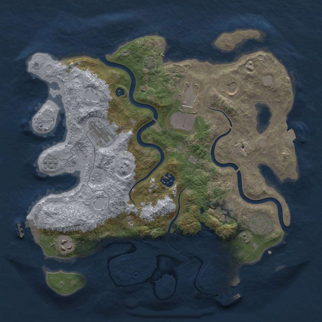 Rust Map: Procedural Map, Size: 3500, Seed: 40700831, 14 Monuments