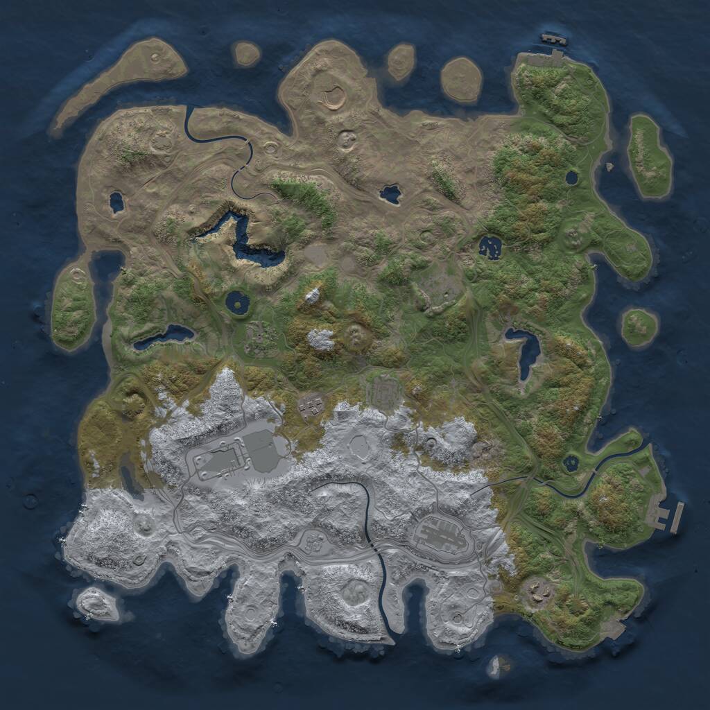 Rust Map: Procedural Map, Size: 4500, Seed: 1956674627, 15 Monuments