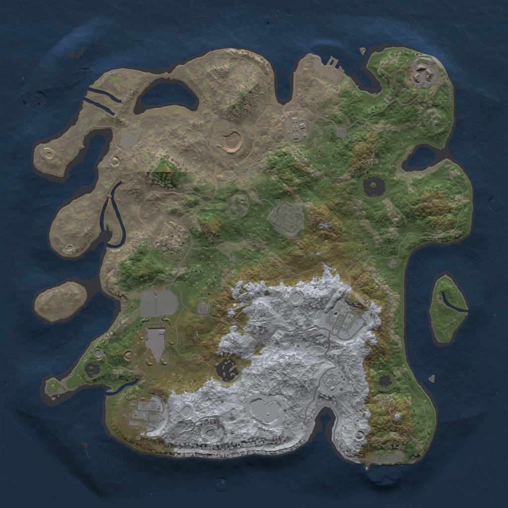 Rust Map: Procedural Map, Size: 3500, Seed: 80162722, 18 Monuments