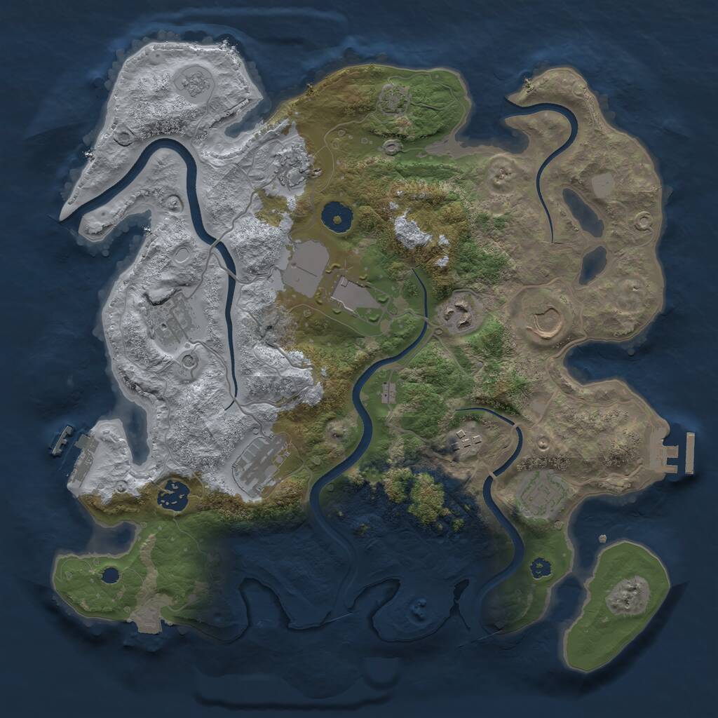 Rust Map: Procedural Map, Size: 3500, Seed: 77715903, 15 Monuments