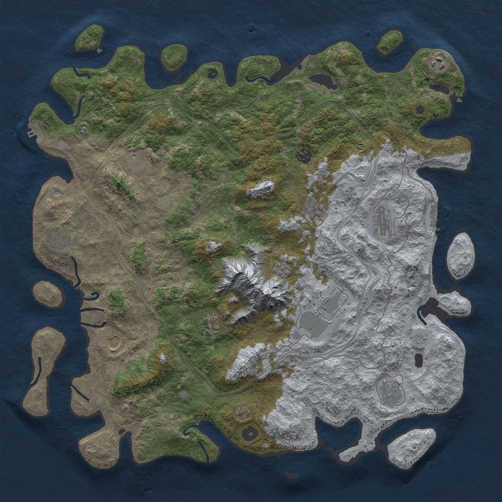 Rust Map: Procedural Map, Size: 5000, Seed: 757534477, 18 Monuments