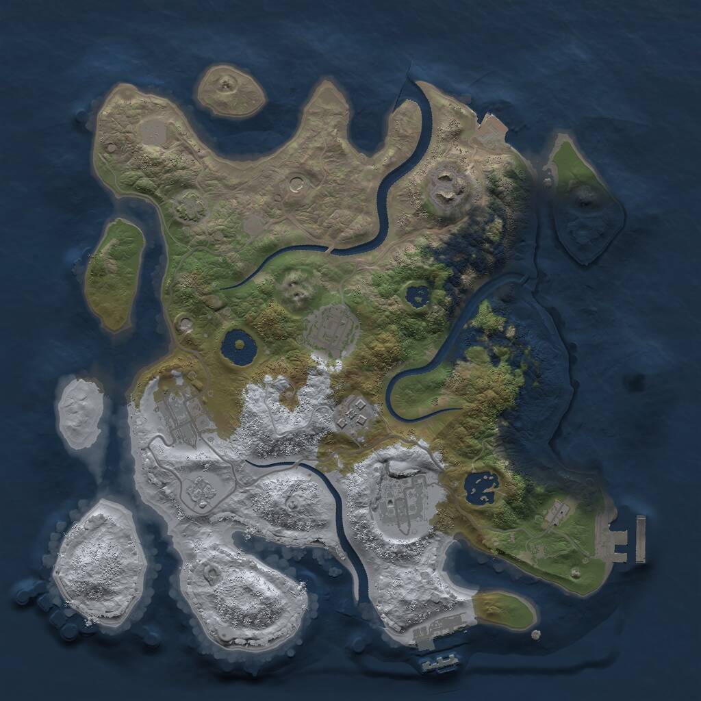 Rust Map: Procedural Map, Size: 3000, Seed: 2197733, 12 Monuments
