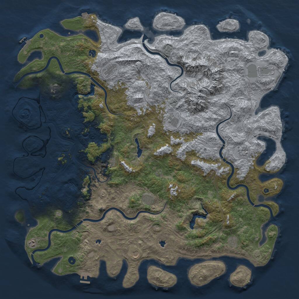 Rust Map: Procedural Map, Size: 6000, Seed: 1605, 17 Monuments