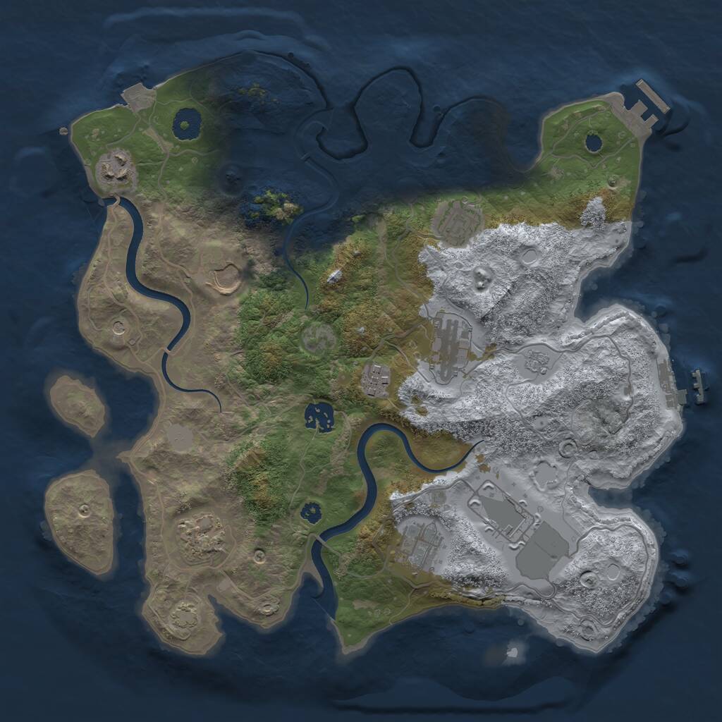 Rust Map: Procedural Map, Size: 3500, Seed: 72322185, 15 Monuments
