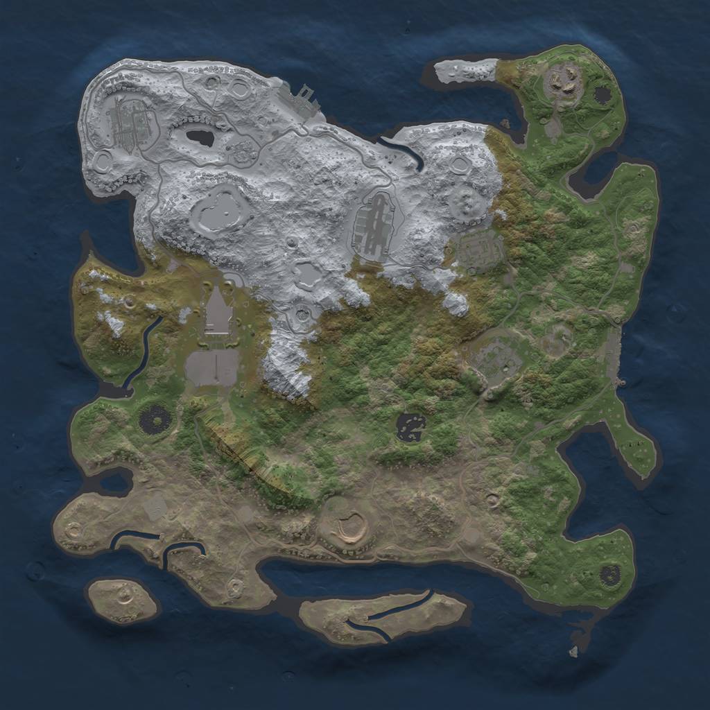 Rust Map: Procedural Map, Size: 3500, Seed: 1161061, 17 Monuments
