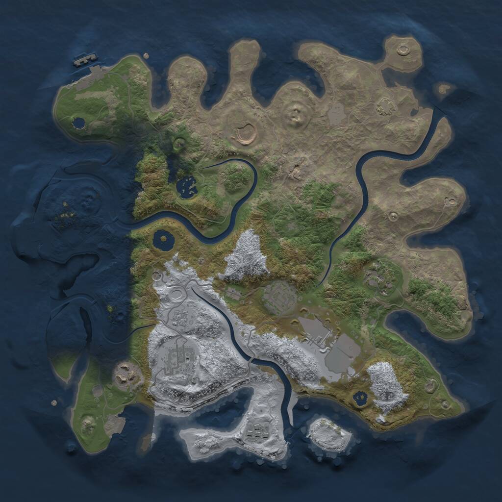 Rust Map: Procedural Map, Size: 3500, Seed: 47433578, 14 Monuments