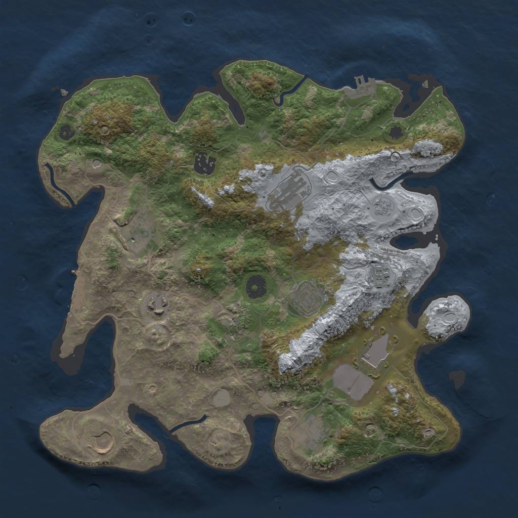 Rust Map: Procedural Map, Size: 3500, Seed: 1486086448, 19 Monuments