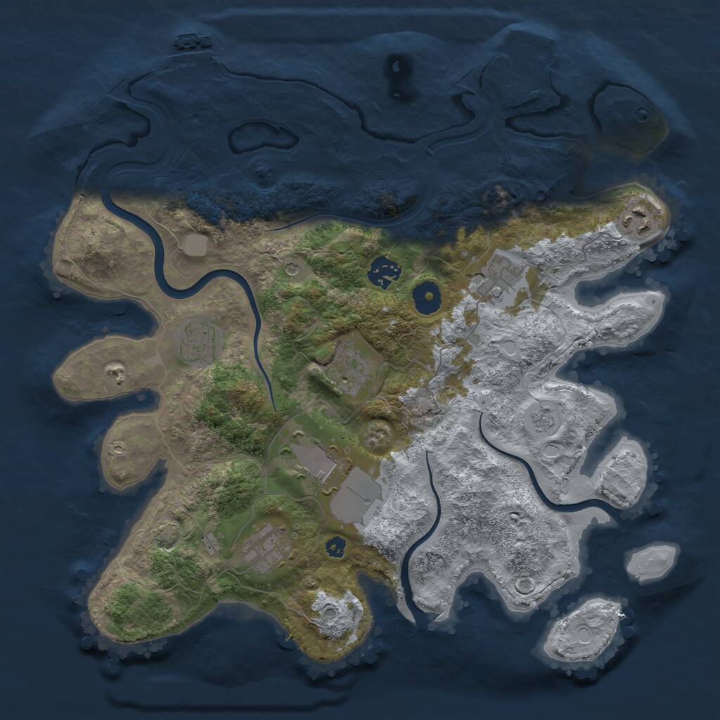 Rust Map: Procedural Map, Size: 3500, Seed: 17219280, 13 Monuments