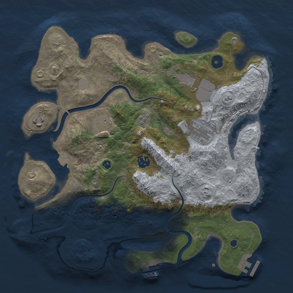 Rust Map: Procedural Map, Size: 3500, Seed: 9234707, 12 Monuments