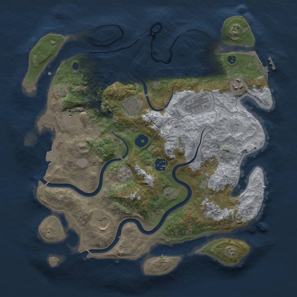Rust Map: Procedural Map, Size: 3500, Seed: 3336587, 13 Monuments
