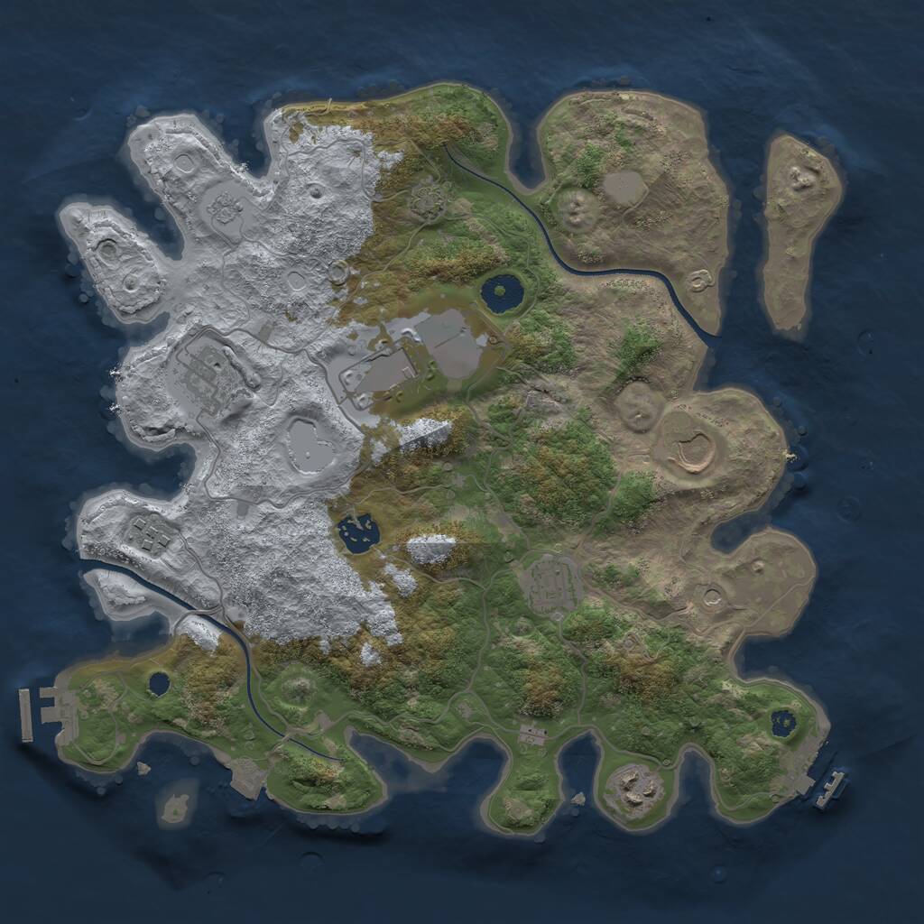 Rust Map: Procedural Map, Size: 3500, Seed: 804217057, 13 Monuments