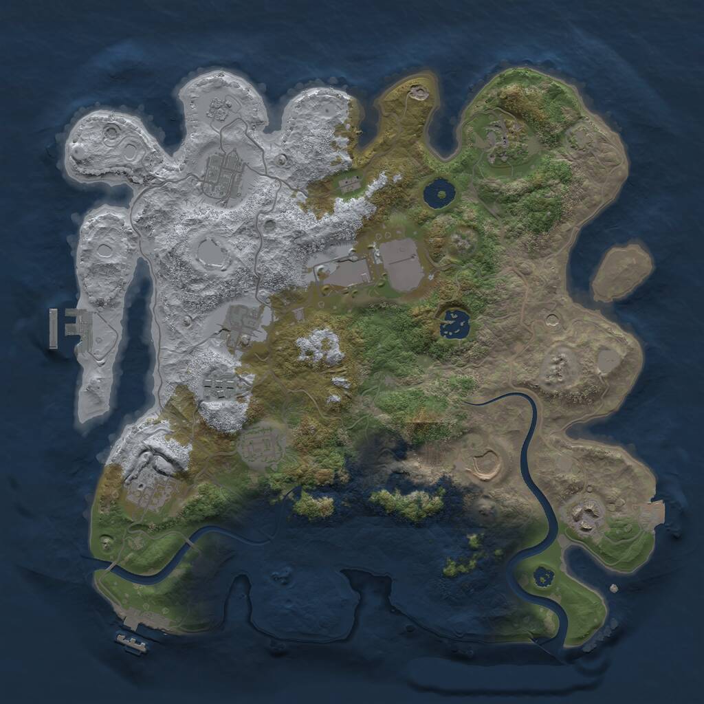 Rust Map: Procedural Map, Size: 3500, Seed: 1924311557, 16 Monuments