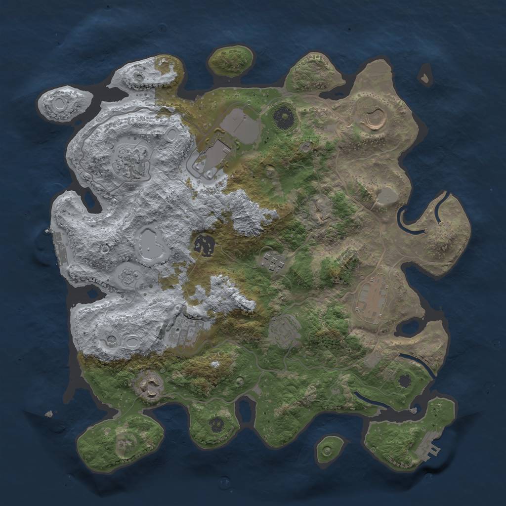 Rust Map: Procedural Map, Size: 3500, Seed: 33938971, 16 Monuments