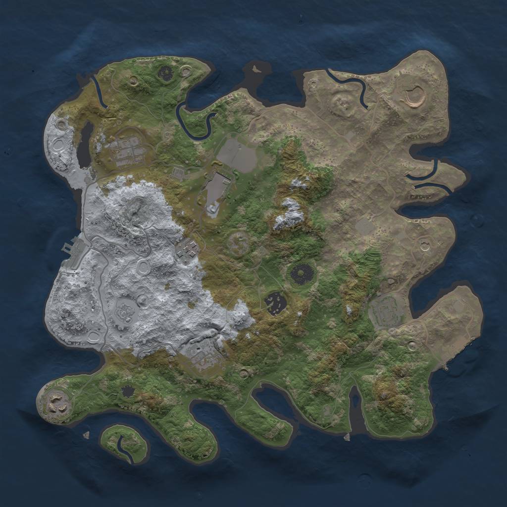 Rust Map: Procedural Map, Size: 3500, Seed: 60012892, 17 Monuments