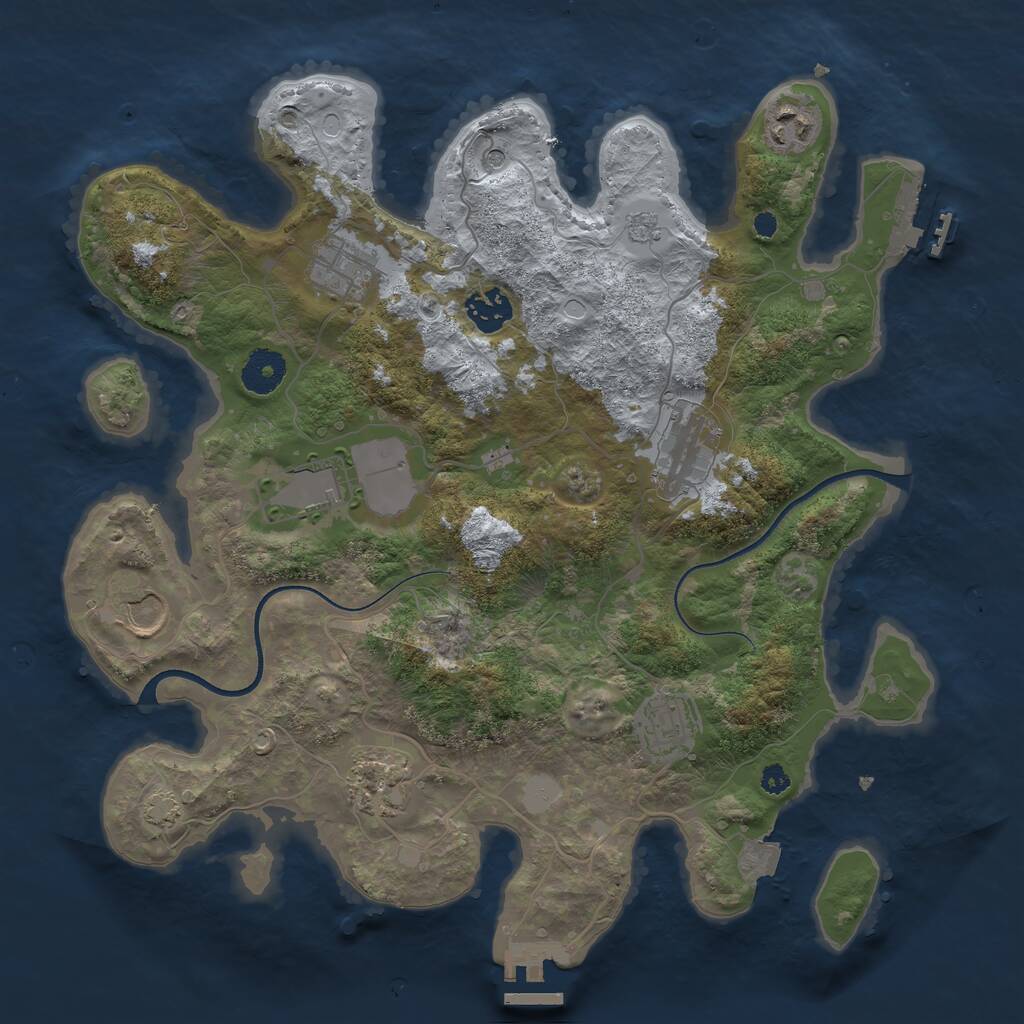 Rust Map: Procedural Map, Size: 3500, Seed: 62517925, 14 Monuments