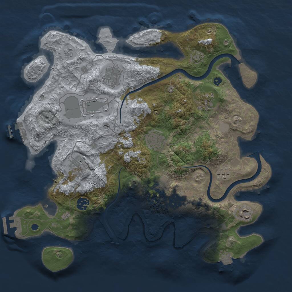 Rust Map: Procedural Map, Size: 3500, Seed: 23096755, 15 Monuments