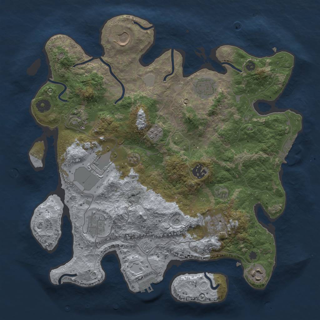 Rust Map: Procedural Map, Size: 3500, Seed: 70332803, 16 Monuments