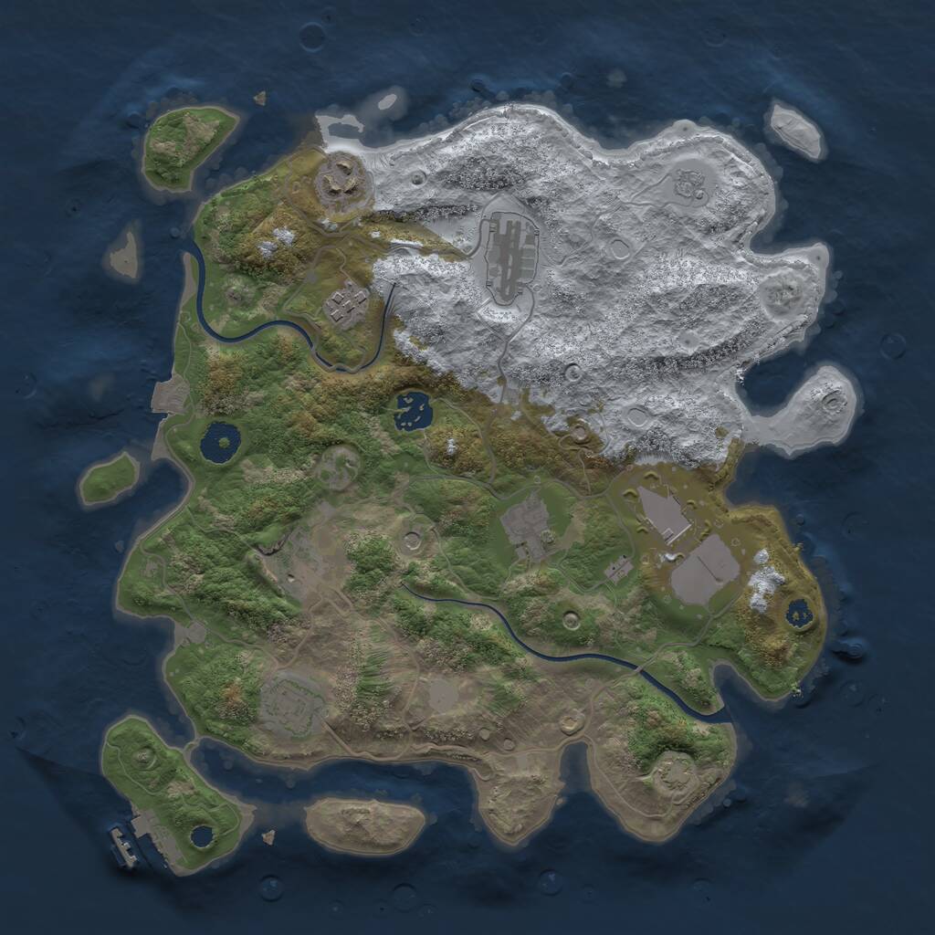 Rust Map: Procedural Map, Size: 3500, Seed: 91424704, 13 Monuments