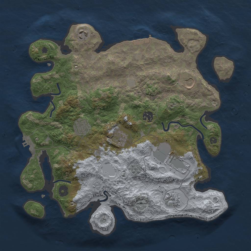 Rust Map: Procedural Map, Size: 3500, Seed: 40166238, 17 Monuments