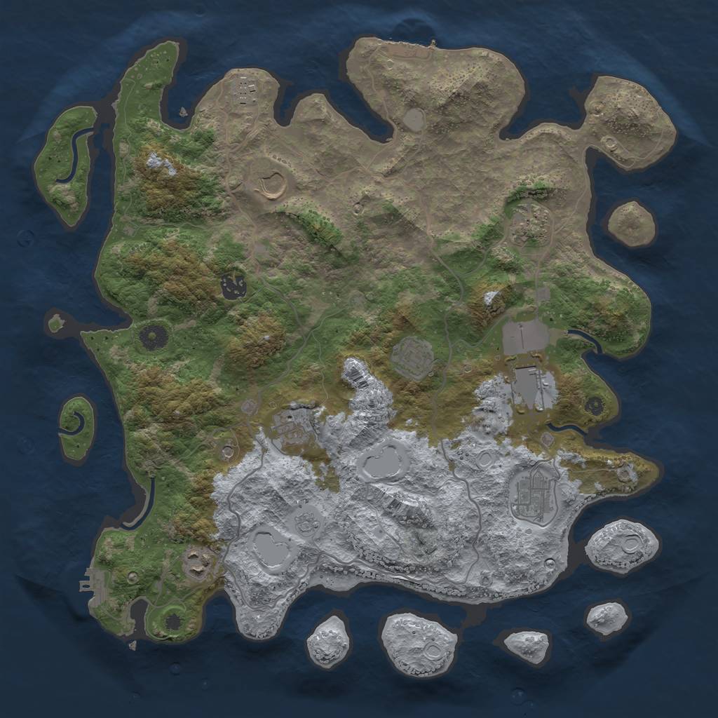 Rust Map: Procedural Map, Size: 4000, Seed: 14110175, 18 Monuments