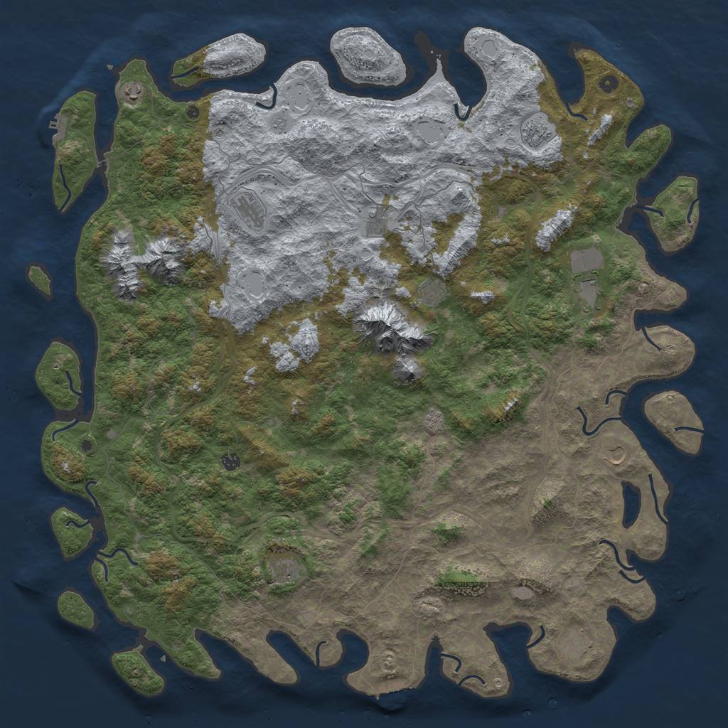 Rust Map: Procedural Map, Size: 6000, Seed: 104442735, 18 Monuments