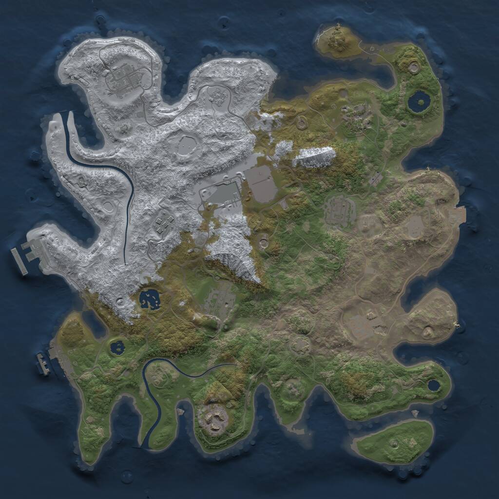 Rust Map: Procedural Map, Size: 3500, Seed: 74442300, 15 Monuments