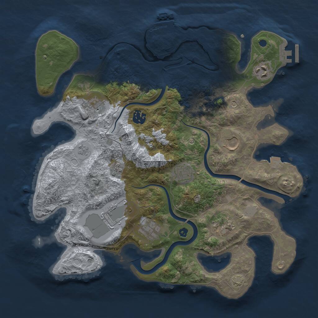 Rust Map: Procedural Map, Size: 3500, Seed: 28501364, 15 Monuments