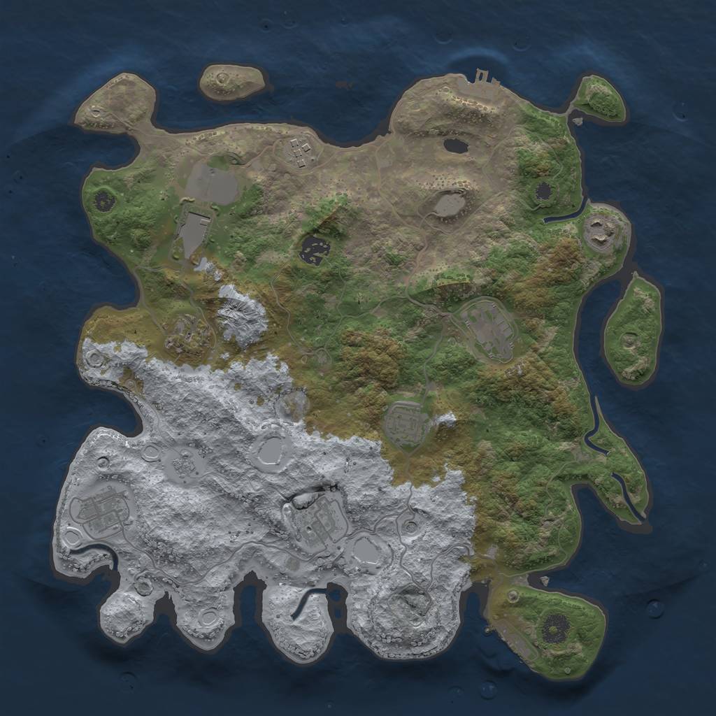 Rust Map: Procedural Map, Size: 3700, Seed: 5387, 16 Monuments