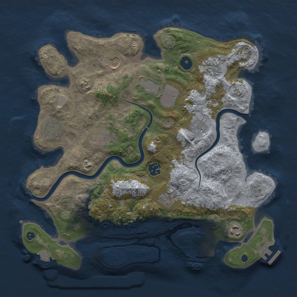 Rust Map: Procedural Map, Size: 3600, Seed: 1987472993, 16 Monuments