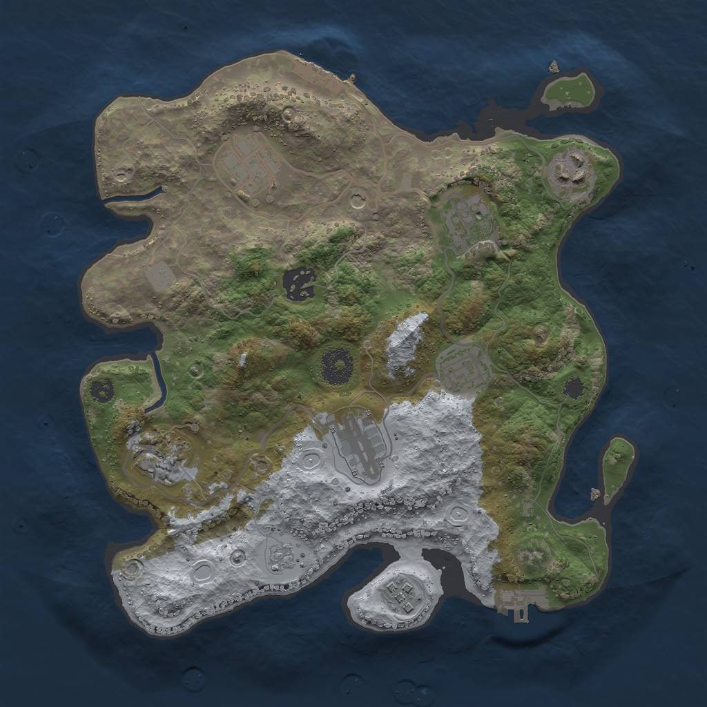 Rust Map: Procedural Map, Size: 3000, Seed: 1307163388, 17 Monuments