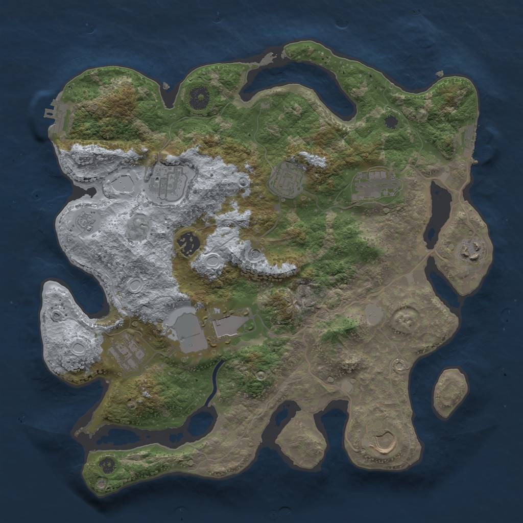 Rust Map: Procedural Map, Size: 3500, Seed: 75642352, 17 Monuments