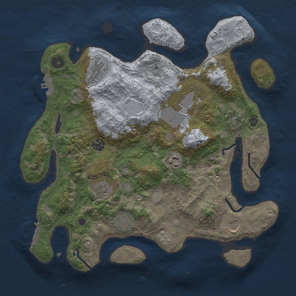 Rust Map: Procedural Map, Size: 3500, Seed: 68779, 18 Monuments