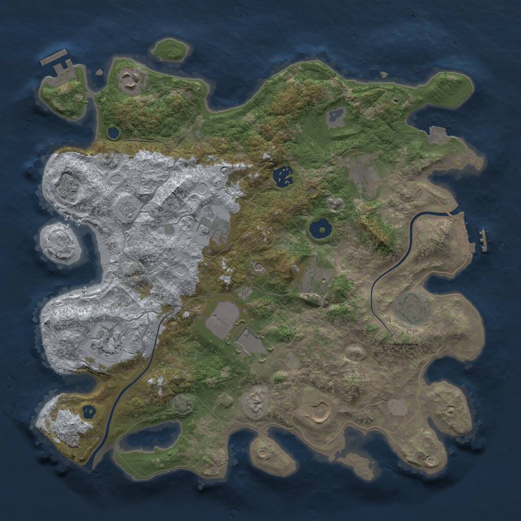 Rust Map: Procedural Map, Size: 3750, Seed: 686327071, 16 Monuments