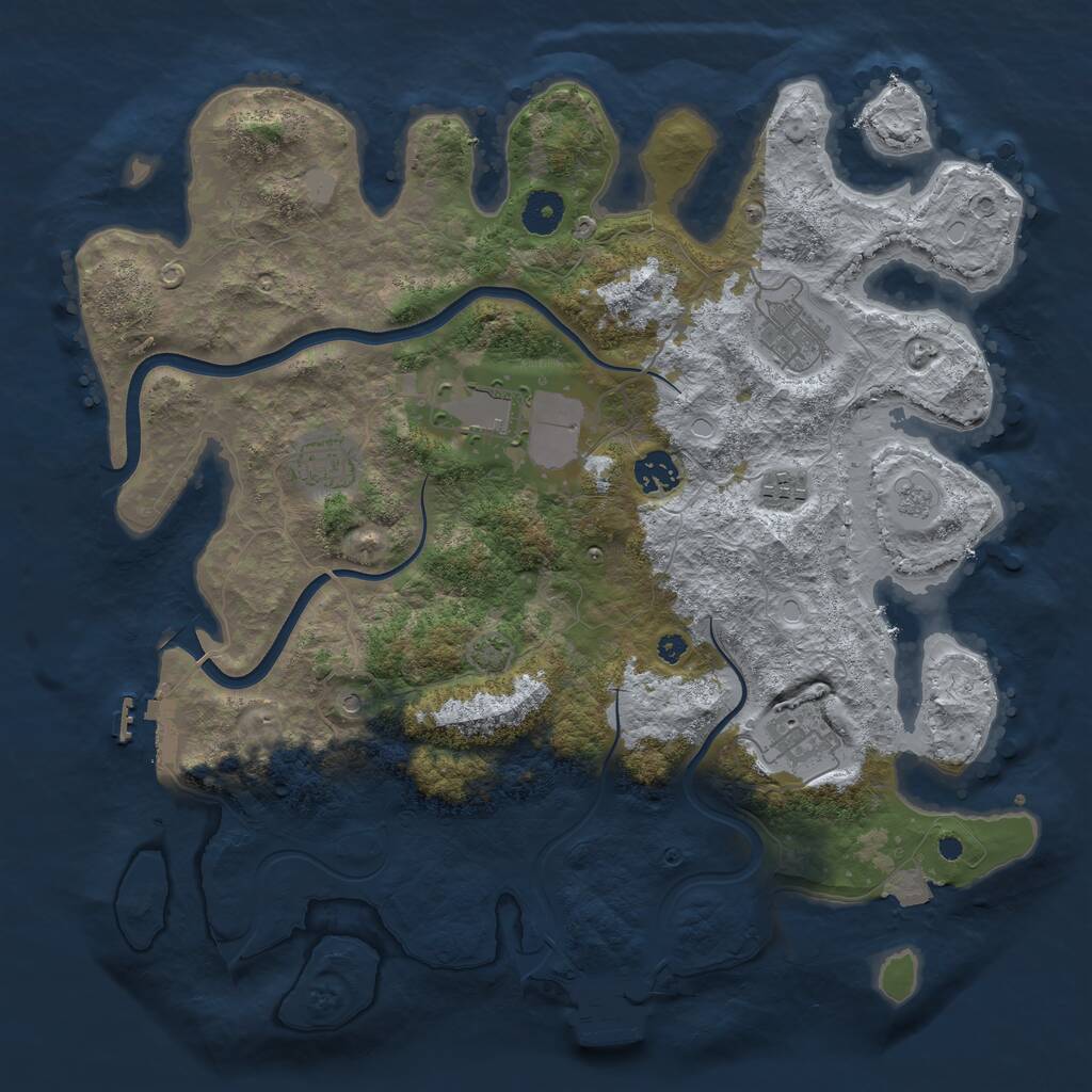 Rust Map: Procedural Map, Size: 3800, Seed: 35520, 12 Monuments
